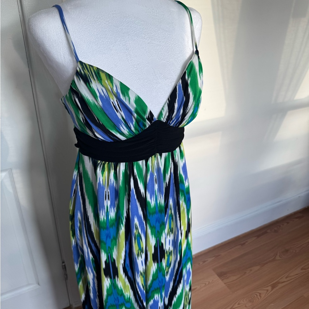B. Smart Vibrant Blue and Green Maxi Dress